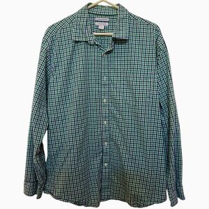 Amazon Essentials Green, Blue, White Plaid Long Sleeve Button Down Shirt XL
